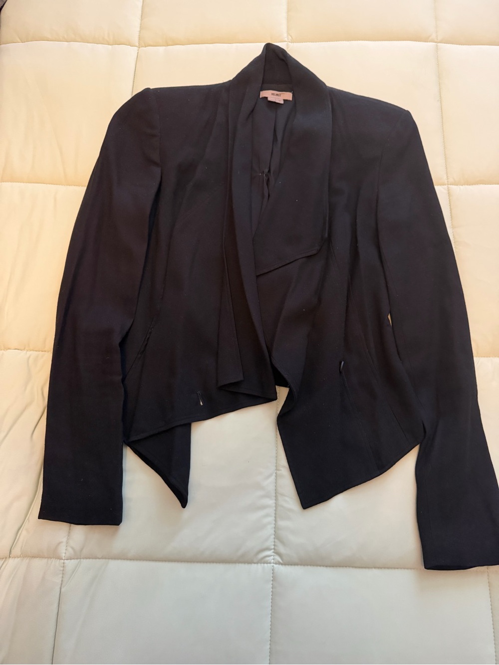 Helmut Lang Black Open-Front Draped Blazer